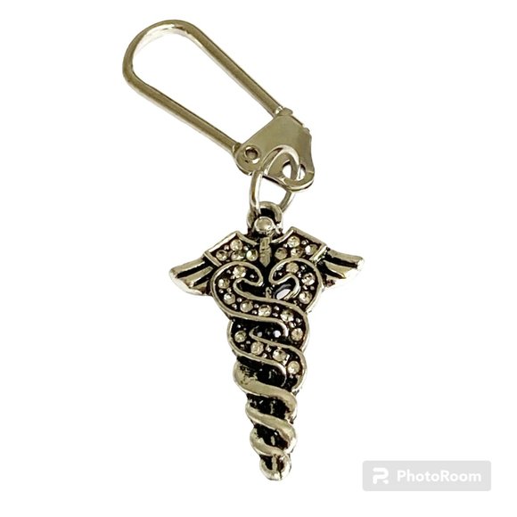 Medical Nursing Caduceus Zipper Pull Purse Charm Graduation Gift MD RN LPN CNA - Picture 1 of 10